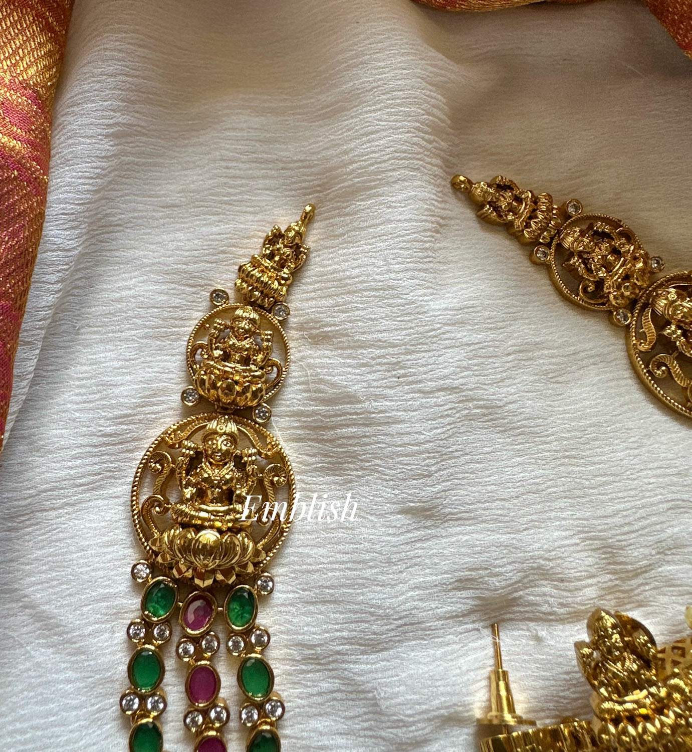 Kemp Triple layer Lakshmi motif neckpiece Kemp Triple layer Lakshmi motif neckpiece